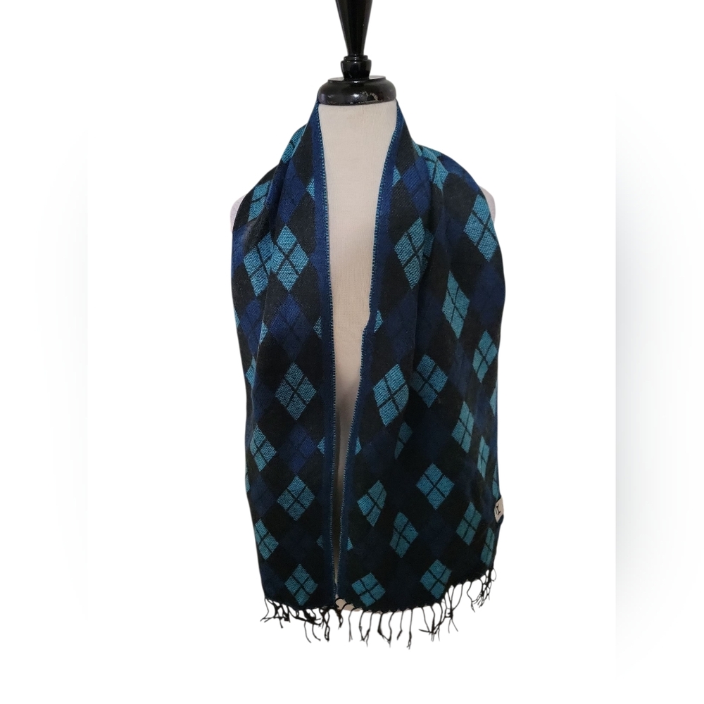 Blue and Black Argyle Scarf By The Rail NWOT ❄️